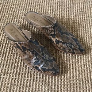 Free people Matisse snake skin shoes loafers mules slides